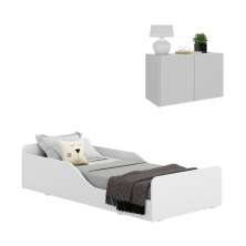 Minicama Montessoriana para Colchão 70 x 150cm com Mesa de Cabeceira Multimóveis MP4172 Branca
