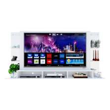 Painel TV 65" c/ Suporte, Espelho e Prateleiras de Vidro Nairóbi Plus Multimóveis Branco