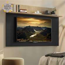 Painel c/ Suporte TV 65" e Prateleira Amsterdã Plus Multimóveis Preto/Rustic