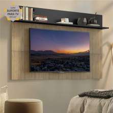 Painel c/ Suporte TV 65" e Prateleira Amsterdã Plus Multimóveis Rustic/Preto
