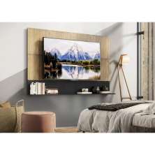 Painel com Suporte TV 65" e Prateleira Amsterdã Up Multimóveis Rustic/Preto