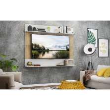 Painel com Suporte TV 65" e Prateleiras Amsterdã Classic Multimóveis Rustic/Branco