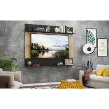 Painel com Suporte TV 65" e Prateleiras Amsterdã Classic Multimóveis Rustic/Preto