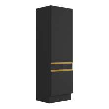 Paneleiro 2 Portas 62cm com Rodapé Veneza Multimóveis V2119 Preto/Dourado