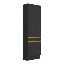 Paneleiro 2 Portas 62cm com Rodapé Veneza Multimóveis V2121 Preto/Dourado