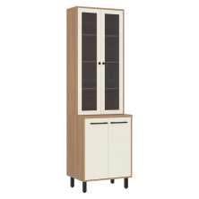 Paneleiro Cristaleira 65cm com Vidros e 4 Portas Havana Multimóveis CR20312 Rovere/Champanhe