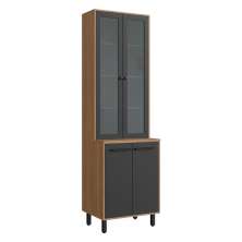 Paneleiro Cristaleira 65cm com Vidros e 4 Portas Havana Multimóveis CR20312 Rovere/Grafite