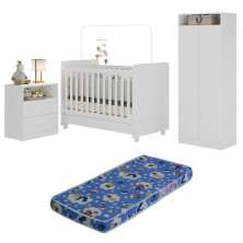 Quarto Infantil Completo Com Colchão Incluso Ariel Multimóveis Branco