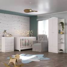 Quarto Infantil Completo com Poltrona de Amamentação Multimóveis MP4068 Branco/Cinza