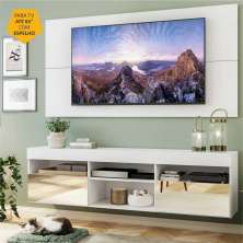 Rack Suspenso com Espelho, Painel TV 65" e  2 Portas Londres Multimóveis Branco