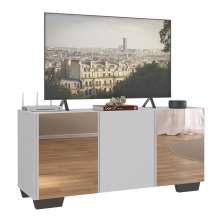 Rack TV até 32 Polegadas com Espelhos 3 Portas Multimóveis MP1079 Branco/Preto
