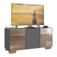 Rack TV até 32 Polegadas com Espelhos 3 Portas Multimóveis MP1079 Grafite/Natural