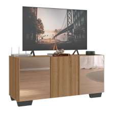 Rack TV até 32 Polegadas com Espelhos 3 Portas Multimóveis MP1079 Rustic/Preto