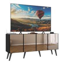 Rack TV até 50 Polegadas 4 Portas Retrô com Espelhos Multimóveis MP1082 Preto