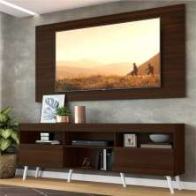 Rack c/ Painel P/TV até 65" e Pés Retrô Flórida Multimóveis  Duna/Branco