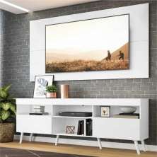 Rack c/ Painel P/TV até 65" e Pés Retrô Flórida Multimóveis Branco