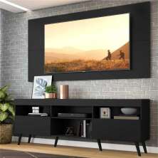 Rack c/ Painel P/TV até 65" e Pés Retrô Flórida Multimóveis Preto