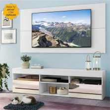 Rack com Espelho, Painel TV 65" e 2 Portas Londres Multimóveis Branco