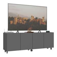 Rack para TV até 50 Polegadas com 4 Portas e Rodízios Multimóveis MP1069 Grafite