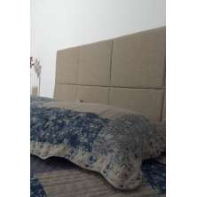 Cabeceira Estofada Casal 8 Blocos Não é Segredo Linho Palha 140x60