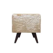 Puff Pé Palito Quadrado Não é Segredo Astracan Pelúcia Bege 40x45