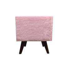 Puff Pé Palito Quadrado Não é Segredo Astracan Pelúcia Rosa Pés Marrom 40x45