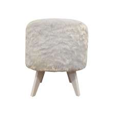 Puff Pé Palito Redondo Não é Segredo Astracan Pelúcia Branco Pés Branco 40x45