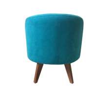 Puff Pé Palito Redondo Não é Segredo Suede Animale Turquesa 40x45