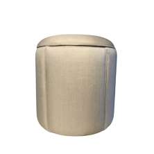 Puff Redondo Baú Não é Segredo Debrum Linho Bege 40x45 NS0608