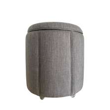 Puff Redondo Baú Não é Segredo Debrum Linho Cinza 40x45 NS0606