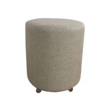 Puff Redondo Não é Segredo Linho Palha Rodinha 40x45 NSPR08L-R