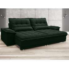Sofá Bergamo 2,50m Assento Retrátil e Reclinável Velosuede Verde - NETSOFAS