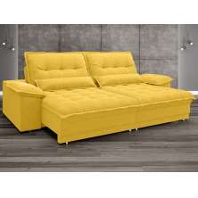 Sofá Bergamo 2,90m Assento Retrátil e Reclinável Velosuede Canário - NETSOFAS