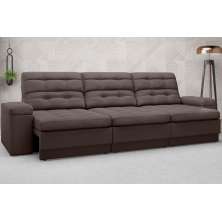 Sofá Brunello 2,30m Retrátil e Reclinável Velosuede Chocolate - NETSOFAS