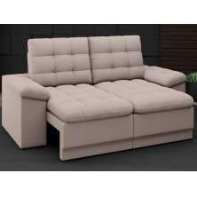 Sofá Confort  1,80m Assento Retrátil e Reclinável Velosuede Bege - NETSOFAS