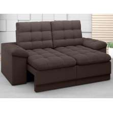 Sofá Confort  1,80m Assento Retrátil e Reclinável Velosuede Chocolate - NETSOFAS