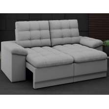 Sofá Confort  1,80m Assento Retrátil e Reclinável Velosuede Grafite - NETSOFAS