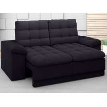 Sofá Confort  1,80m Assento Retrátil e Reclinável Velosuede Preto - NETSOFAS