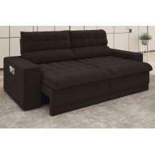 Sofá Daytona 2,00m Assento Retrátil e Reclinável Velosuede Chocolate - NETSOFAS