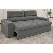 Sofá Daytona 2,00m Assento Retrátil e Reclinável Velosuede Grafite - NETSOFAS