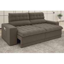 Sofá Daytona 2,00m Assento Retrátil e Reclinável Velosuede Marrom - NETSOFAS