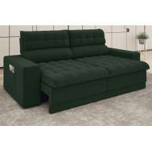 Sofá Daytona 2,00m Assento Retrátil e Reclinável Velosuede Verde - NETSOFAS