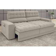 Sofá Daytona 2,30m Assento Retrátil e Reclinável Velosuede Areia - NETSOFAS