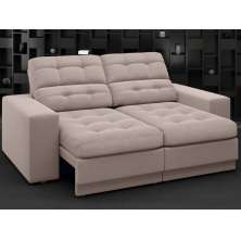 Sofá Jobim 1,70m Assento Retrátil e Reclinável Velosuede Bege - NETSOFAS