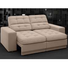 Sofá Jobim 1,70m Assento Retrátil e Reclinável Velosuede Capuccino - NETSOFAS