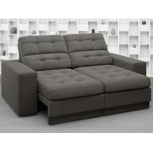 Sofá Jobim 1,70m Assento Retrátil e Reclinável Velosuede Cinza - NETSOFAS