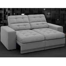 Sofá Jobim 1,70m Assento Retrátil e Reclinável Velosuede Grafite - NETSOFAS