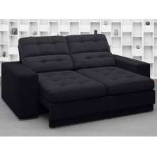 Sofá Jobim 1,70m Assento Retrátil e Reclinável Velosuede Preto - NETSOFAS