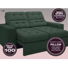Sofá Jobim 1,70m Assento Retrátil e Reclinável Velosuede Verde - NETSOFAS