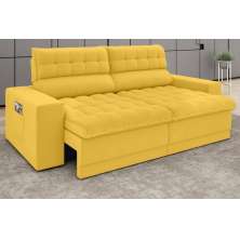 Sofá Omega 2,00m Assento Retrátil e Reclinável Velosuede Canário - NETSOFAS